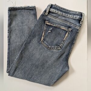 Silver Jeans Elyse Slim Cropped Blue Denim Capris Casual Pants W28 L25 Bohemian